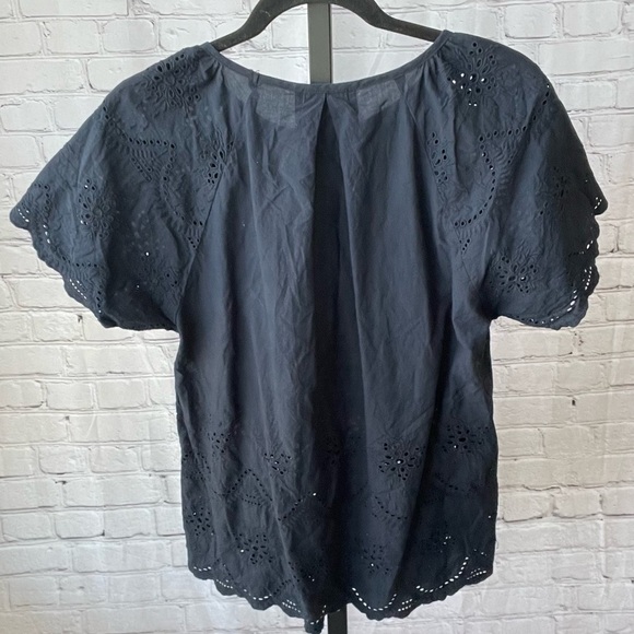 Earth Music and Ecology Navy Blue Eyelet Blouse - Picture 4 of 4